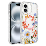 Custodia magnetica glitter con motivo floreale per iPhone 17