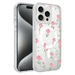 Custodia magnetica glitter floreale per iPhone 15 Pro Max