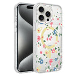 Custodia magnetica glitter floreale per iPhone 15 Pro Max
