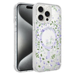 Custodia magnetica glitter floreale per iPhone 15 Pro Max