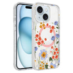 Custodia magnetica glitter floreale per iPhone 15 Pro Max