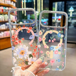 Custodia magnetica glitter floreale per iPhone 18 Pro