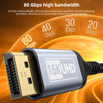 Cavo DisplayPort 2.1 16K per monitor gaming 1-5 metri