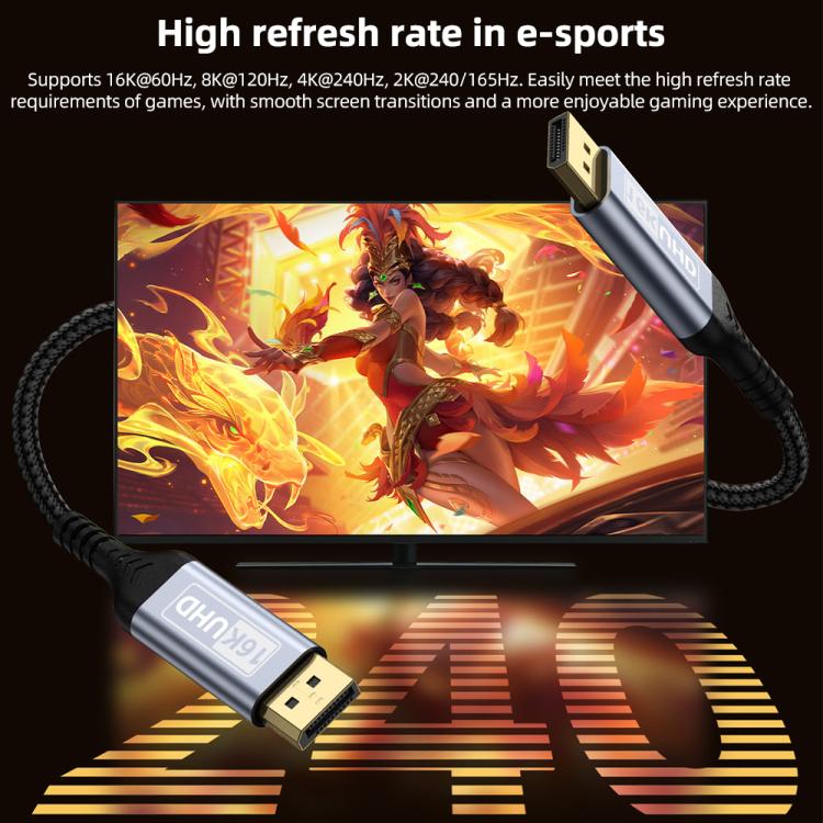 Cavo DisplayPort 2.1 16K per monitor gaming 1-5 metri