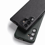 Custodia in vera pelle con motivo litchi e apertura magnetica per Samsung Galaxy