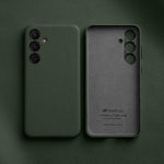 Custodia in vera pelle con texture litchi e cornice metallica per Samsung Galaxy