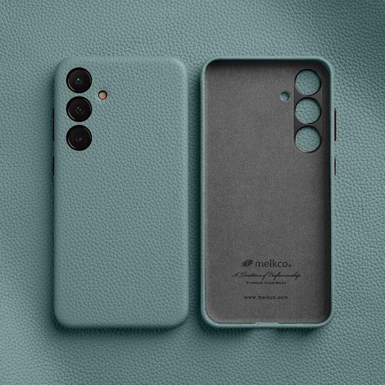 Custodia in vera pelle con texture litchi e cornice metallica per Samsung Galaxy