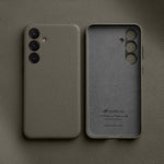 Custodia in vera pelle con texture litchi e cornice metallica per Samsung Galaxy