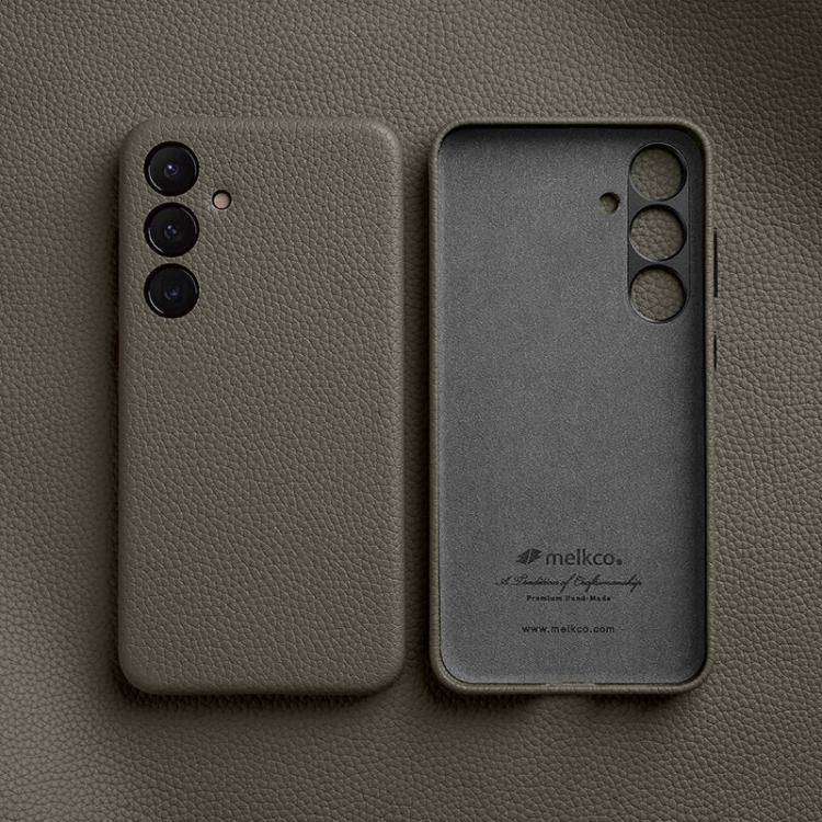 Custodia in vera pelle con texture litchi e cornice metallica per Samsung Galaxy