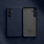Custodia in vera pelle con texture litchi e cornice metallica per Samsung Galaxy