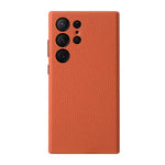 Custodia in vera pelle con texture litchi e cornice metallica per Samsung Galaxy