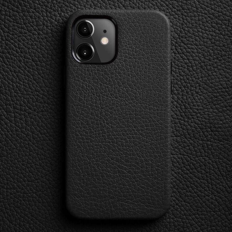 Custodia in vera pelle per iPhone 13 e 12 con cornice metallica