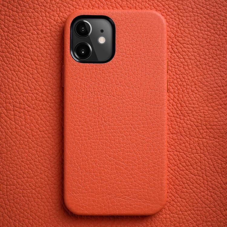 Custodia in vera pelle per iPhone 13 e 12 con cornice metallica