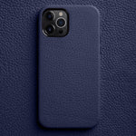 Custodia in vera pelle per iPhone 13 e 12 con cornice metallica