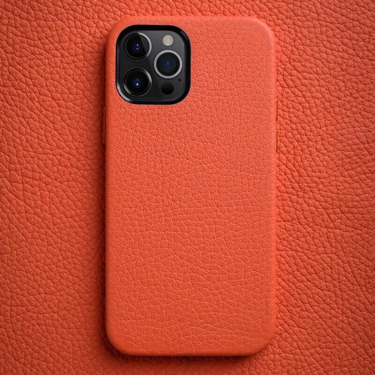 Custodia in vera pelle per iPhone 13 e 12 con cornice metallica