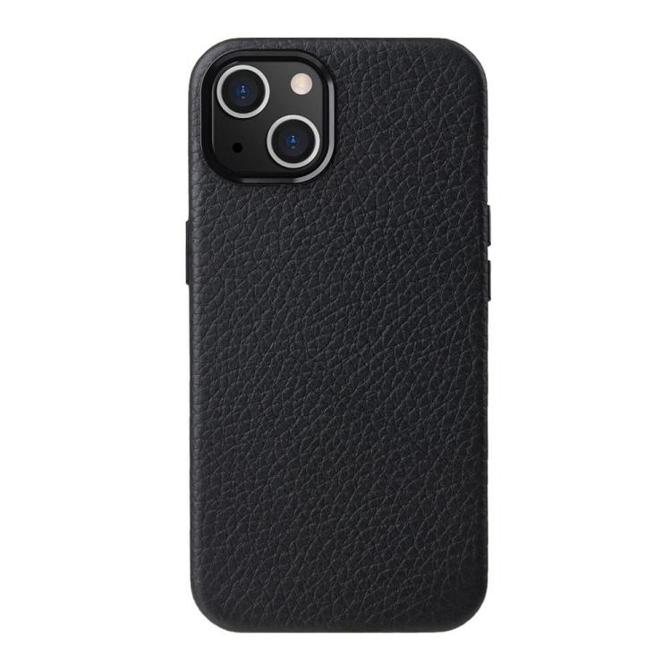 Custodia in vera pelle per iPhone 13 e 12 con cornice metallica