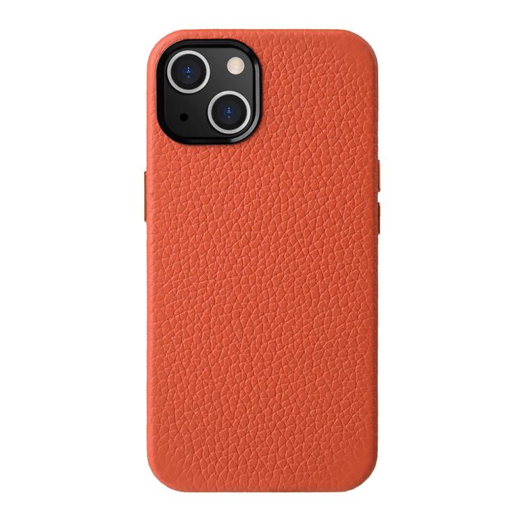 Custodia in vera pelle per iPhone 13 e 12 con cornice metallica