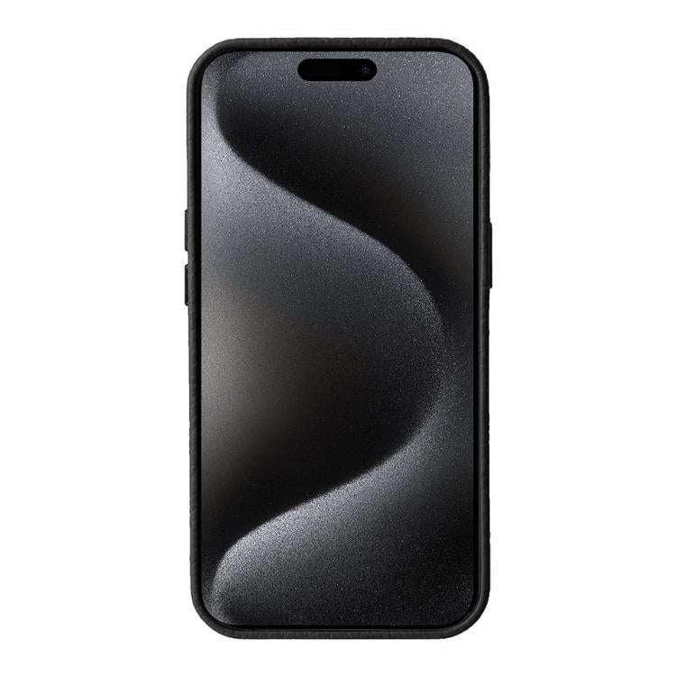 Custodia in vera pelle per iPhone 15 Pro Max con cornice metallic