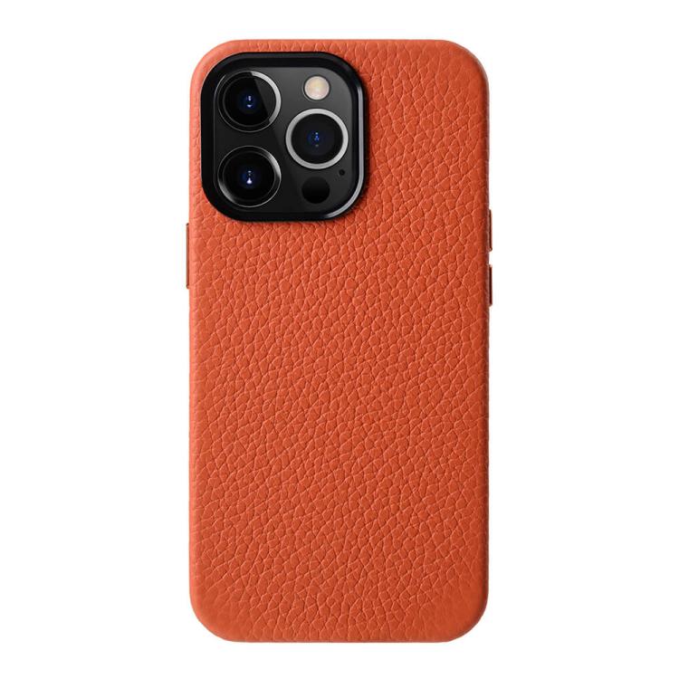 Custodia in vera pelle per iPhone 15 Pro Max con cornice metallic