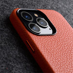 Custodia in vera pelle per iPhone 15 Pro Max con cornice metallic
