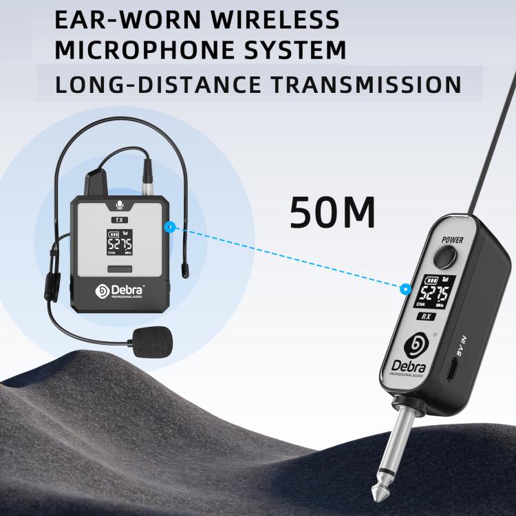 Sistema microfonico wireless UHF indossabile DEBRA DT-01, 1 trasmettitore e 1 ricevitore., DT-01