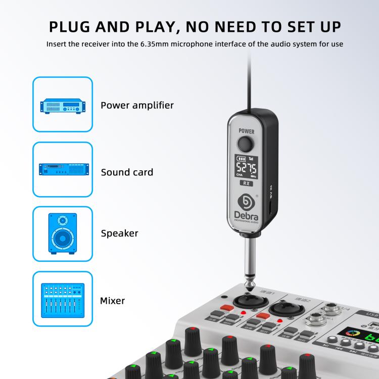 Sistema microfonico wireless UHF indossabile DEBRA DT-01, 1 trasmettitore e 1 ricevitore., DT-01