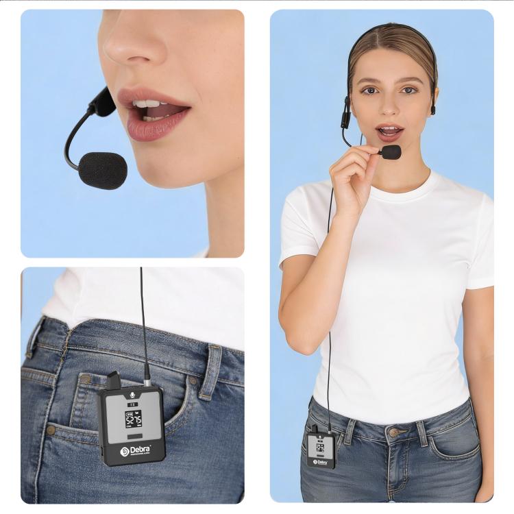 Sistema microfonico wireless UHF indossabile DEBRA DT-01, 1 trasmettitore e 1 ricevitore., DT-01