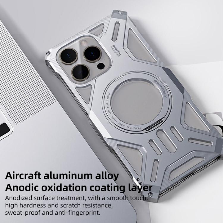 Custodia in lega di alluminio per iPhone 17 con supporto girevole