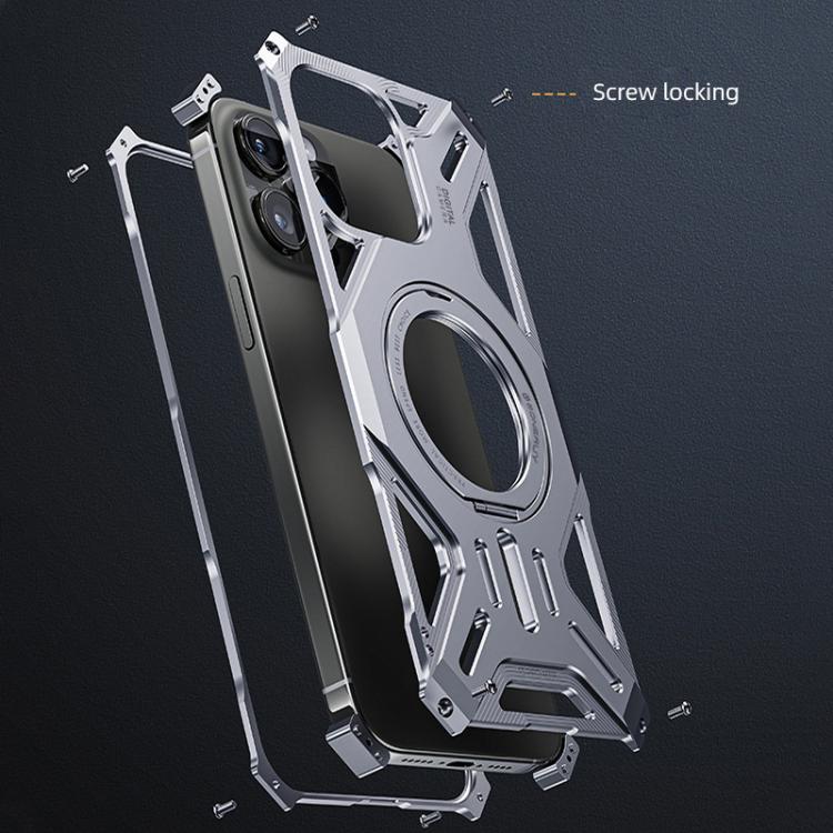 Custodia in lega di alluminio per iPhone 17 con supporto girevole