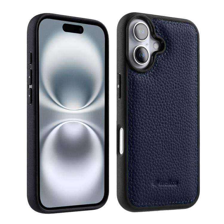 Custodia in vera pelle con texture litchi per iPhone 16
