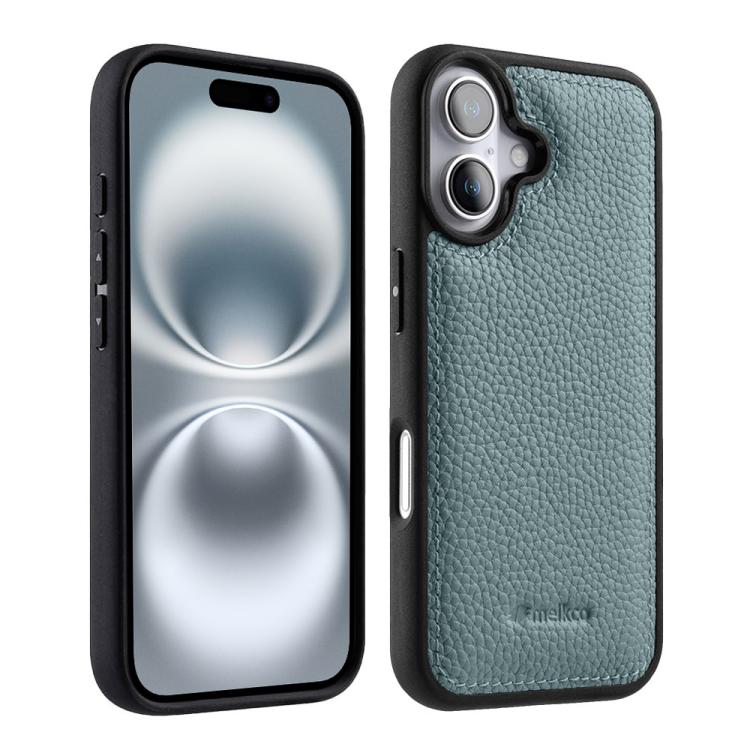 Custodia in vera pelle con texture litchi per iPhone 16