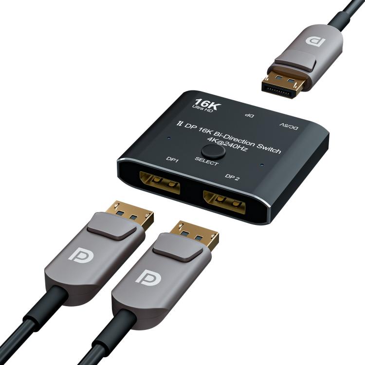 Switcher DisplayPort 2 In 1 Out 16K Ultra HD Video Converter
