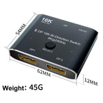 Switcher DisplayPort 2 In 1 Out 16K Ultra HD Video Converter