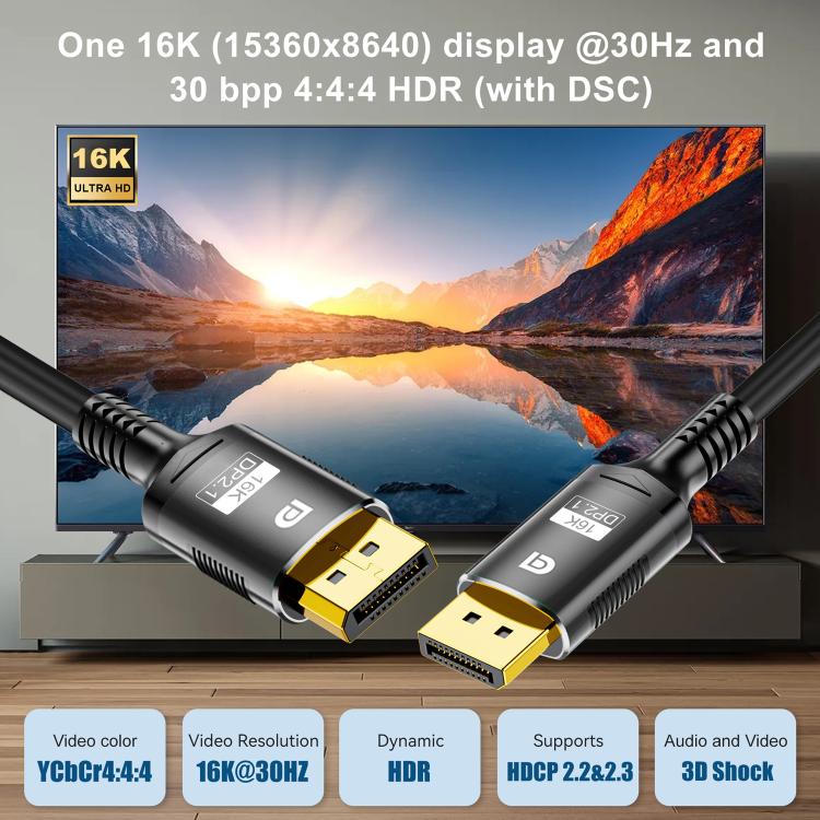 Cavo DisplayPort 2.1 maschio a maschio 16K 60Hz 1-3 metri