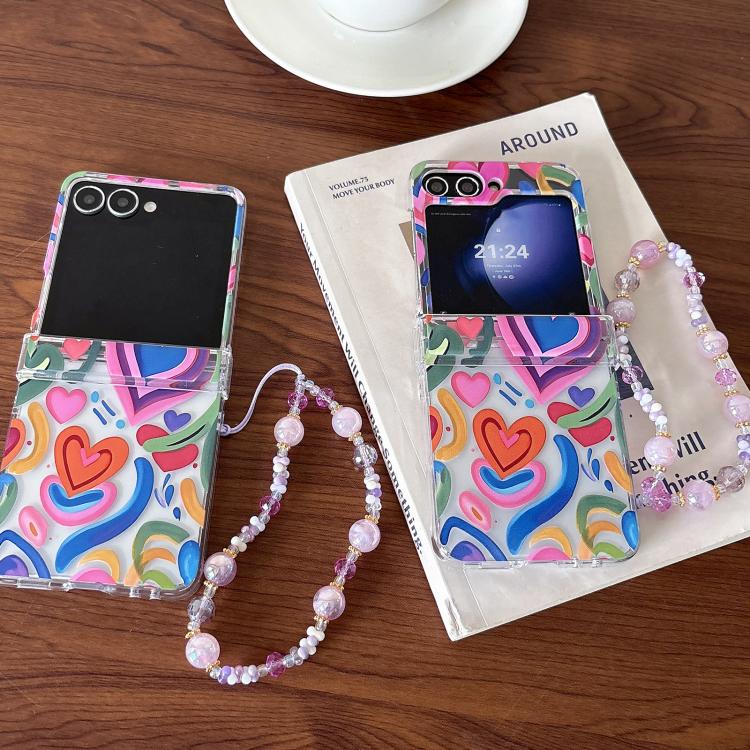 Cover per telefono con motivo battito cardiaco arcobaleno per Samsung Galaxy Z