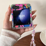 Cover per telefono con motivo battito cardiaco arcobaleno per Samsung Galaxy Z