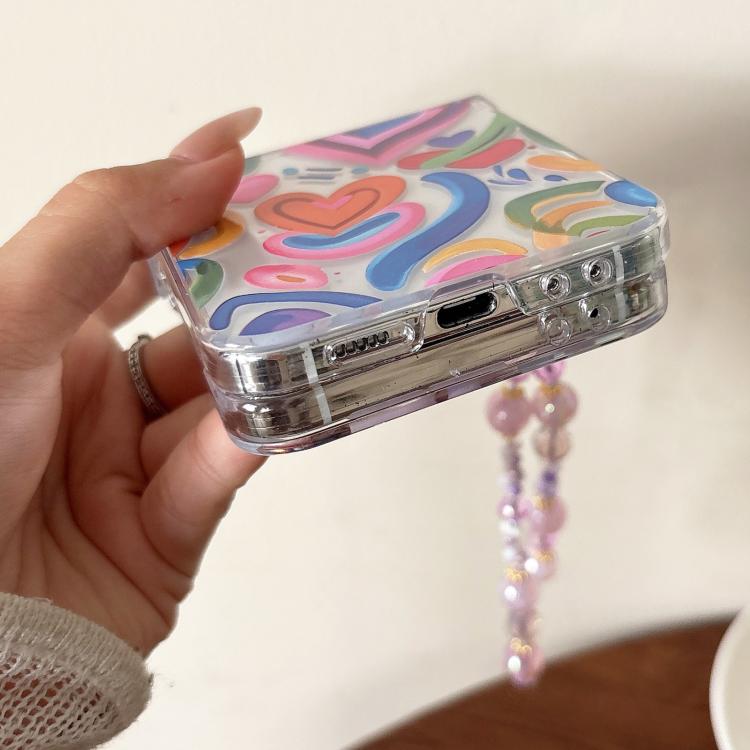 Cover per telefono con motivo battito cardiaco arcobaleno per Samsung Galaxy Z