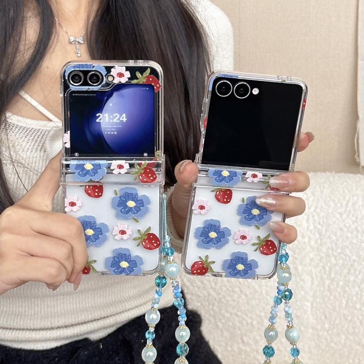 Custodia antiurto con cinturino e motivo a fiori per Samsung Galaxy Z Flip7 e
