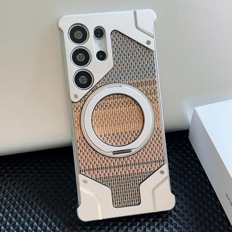 Custodia con supporto magnetico e armatura intrecciata per Samsung Galaxy S25