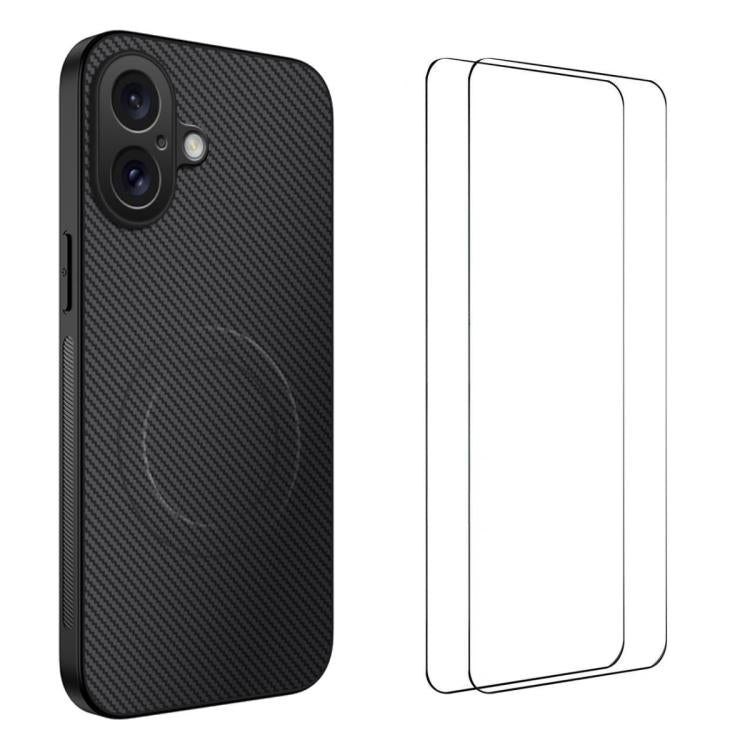 Custodia magnetica fibra carbonio con pellicole per smartphone
