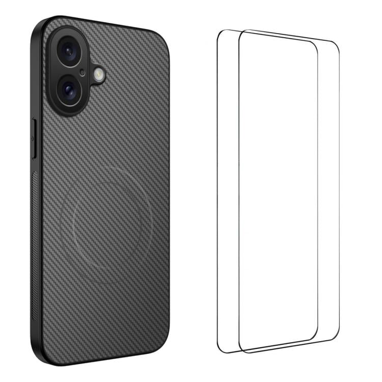 Custodia magnetica fibra carbonio con pellicole per smartphone