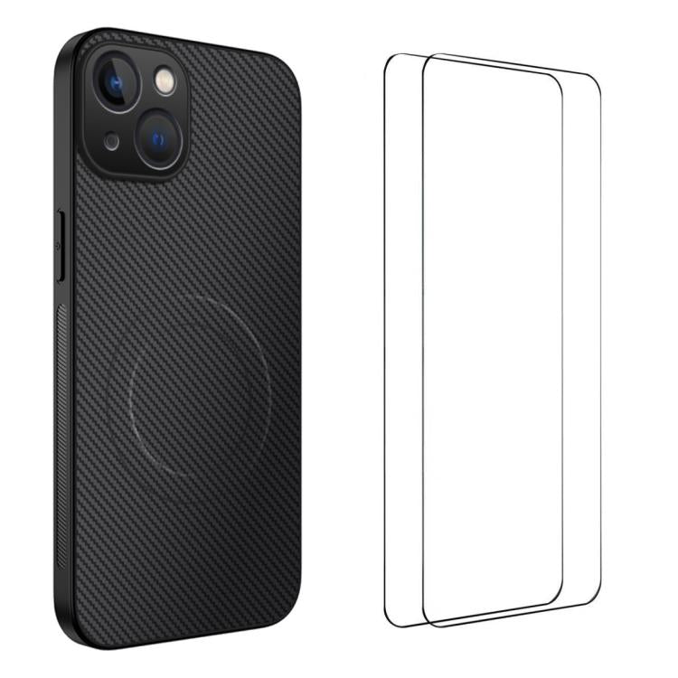 Custodia magnetica fibra carbonio con pellicole per smartphone