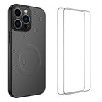 Custodia magnetica fibra di carbonio con 2 pellicole per iPhone 1