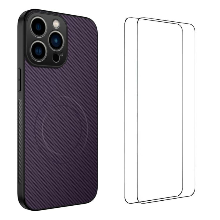 Custodia magnetica fibra di carbonio con 2 pellicole per iPhone 1