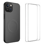 Custodia magnetica fibra di carbonio con 2 pellicole per iPhone 1