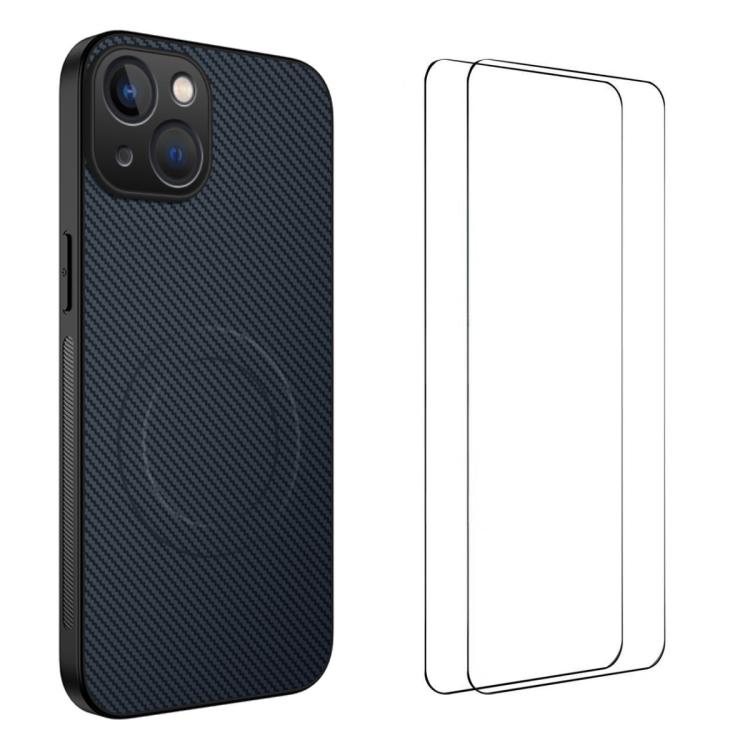 Custodia magnetica fibra di carbonio con 2 pellicole per iPhone 1