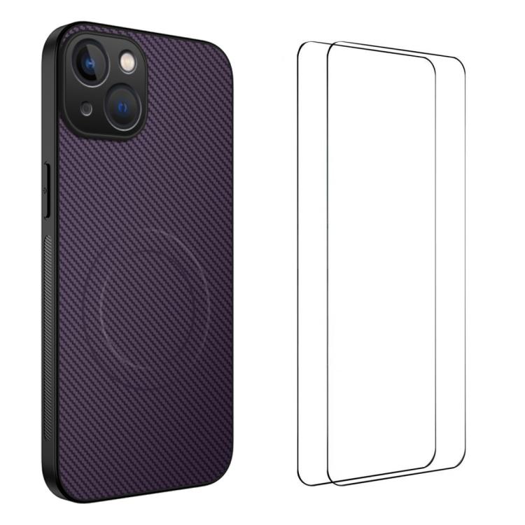 Custodia magnetica fibra di carbonio con 2 pellicole per iPhone 1