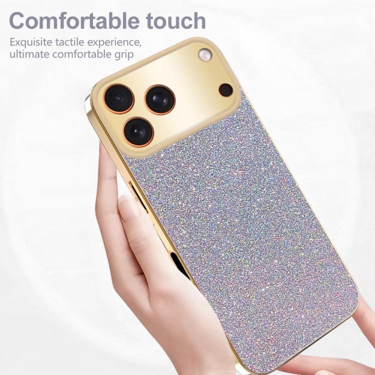 Custodia glitter con cornice galvanizzata per iPhone 11-13