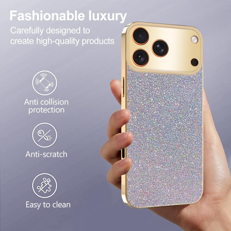 Custodia glitter con cornice galvanizzata per iPhone 11-13