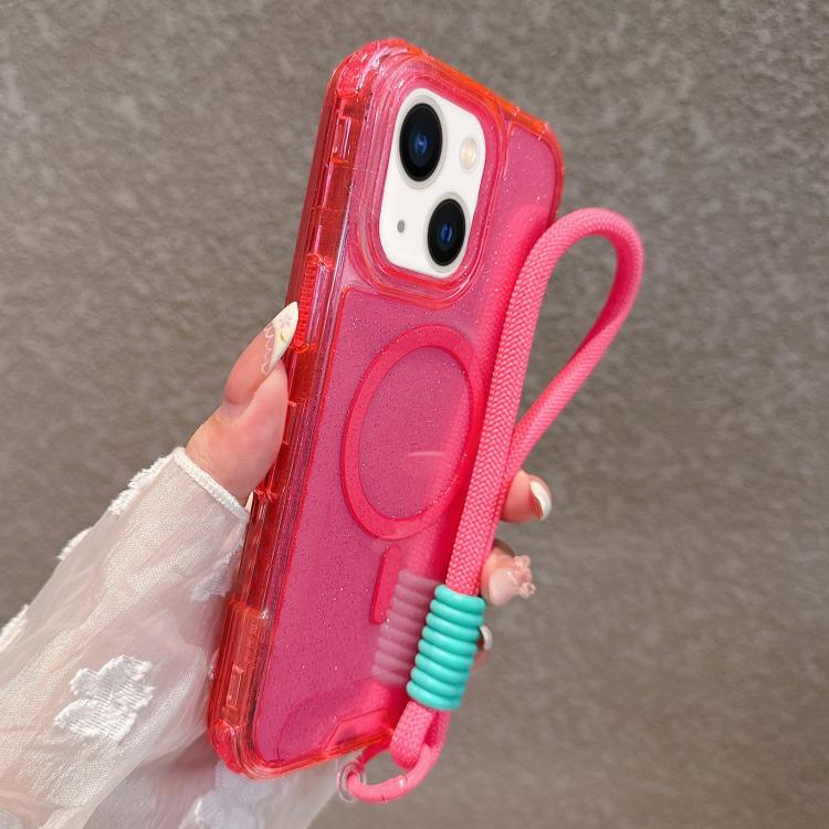 Custodia magnetica glitter 3 in 1 con cinturino per iPhone